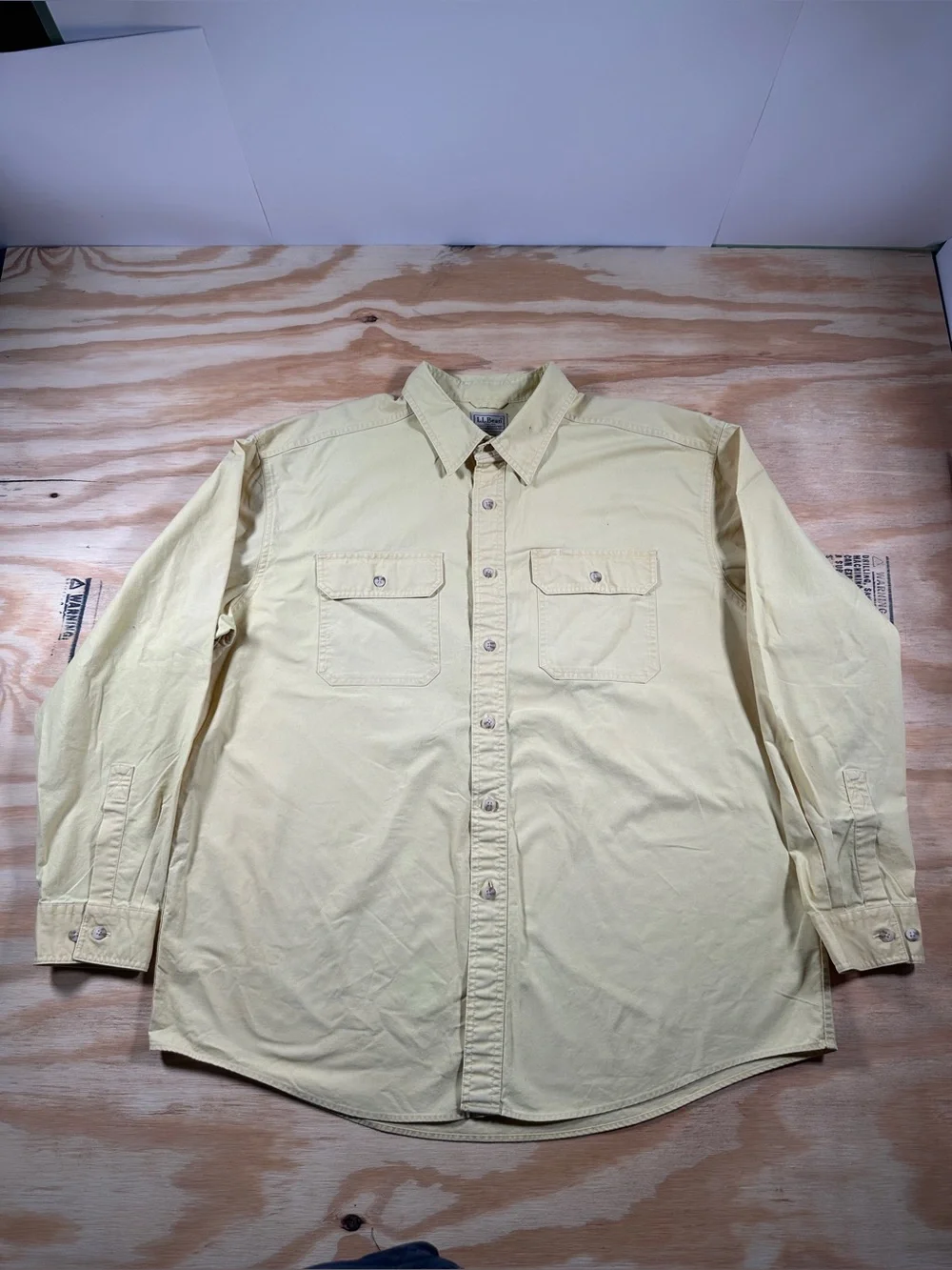 Vintage L.L. Bean Cotton Canvas Utility Work Shirt Yellow Size XL Regular